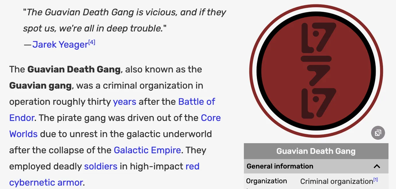 Guavian Death Gang reference still