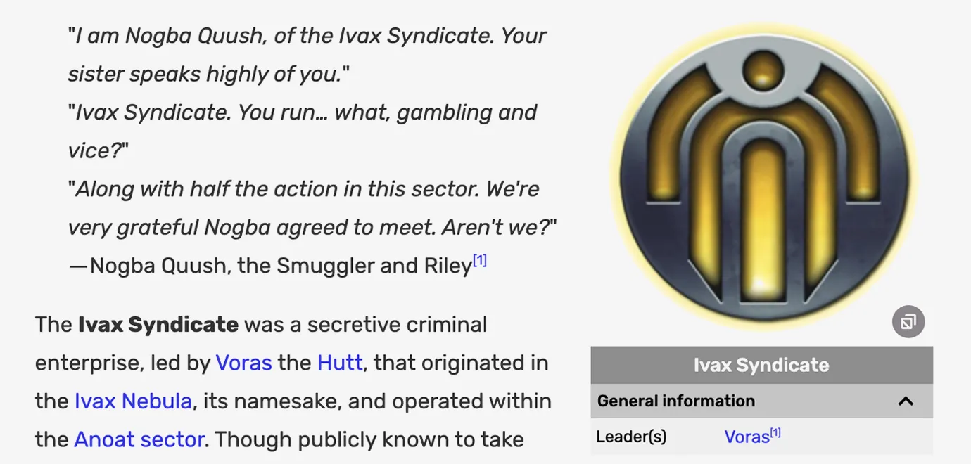 Ivax Syndicate reference still
