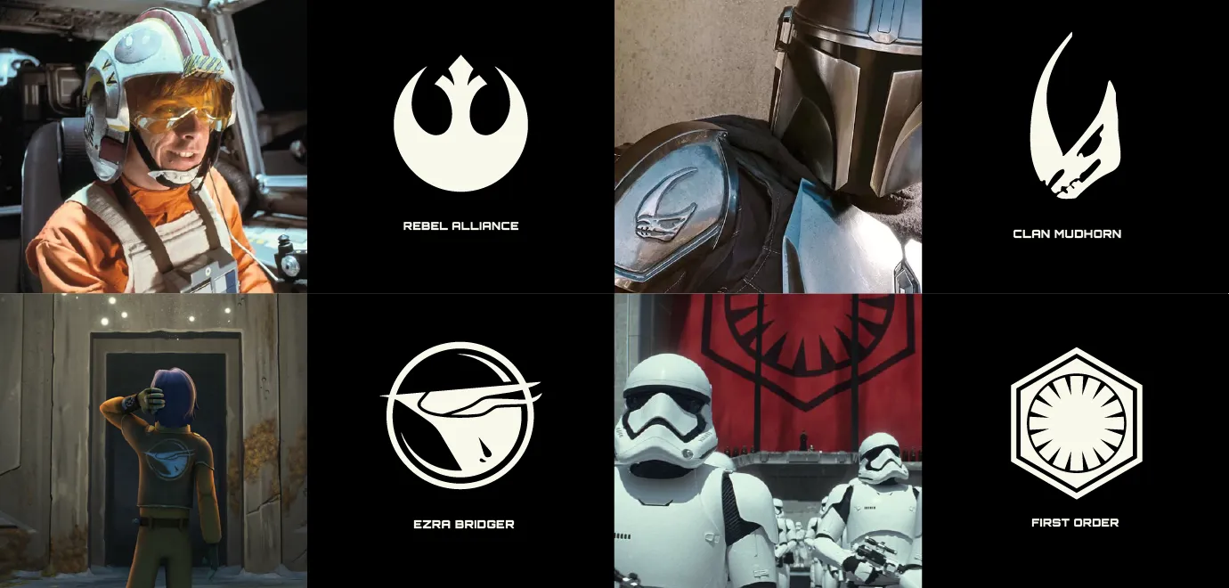 Detail of Star Wars faction emblems from the Symbols poster