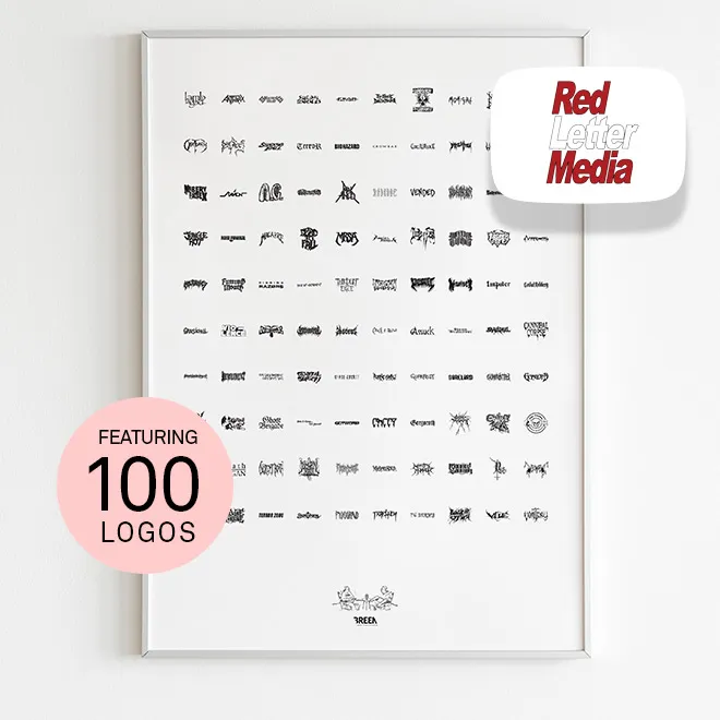 Red Letter Media metal band logos infographic poster